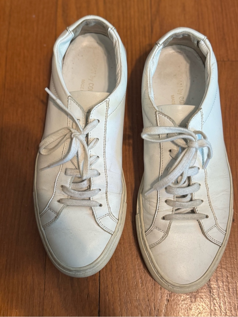 Common Projects White Leather Platform Sneakers Made in Italy EU 38 US Women’s 8
